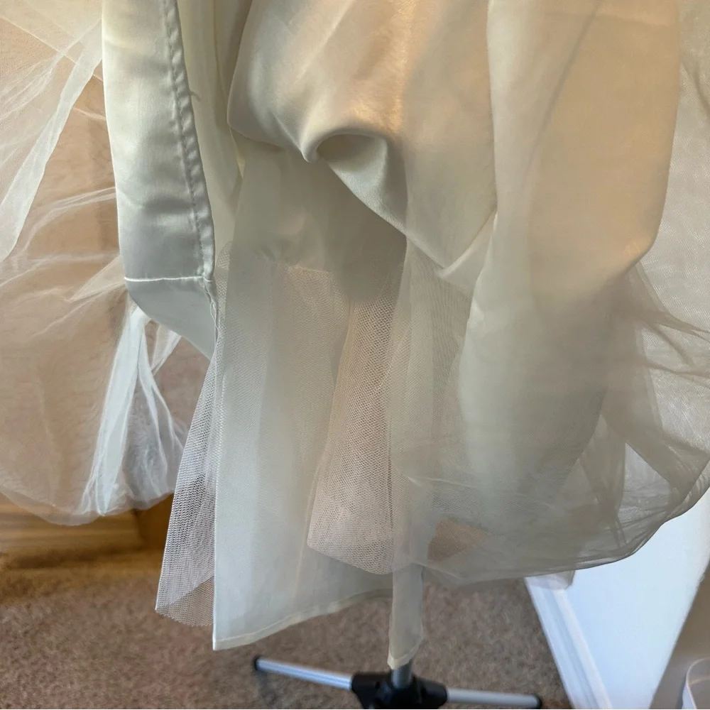 Biscotti Collezioni Flower Girl White Dress with Lace Shoulder Detail